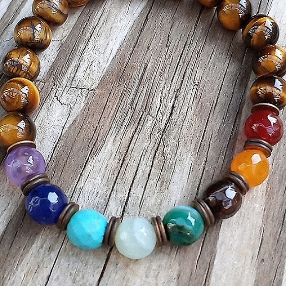 🆕️LAST 1🌹UNISEX HAND CRAFTED REAL GEMSTONE BRACELET:CHAKRA HEALING - Picture 11 of 17